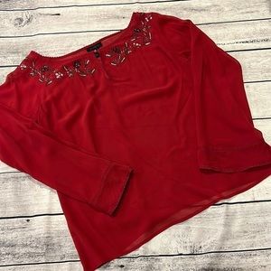 The‎ Limited 100% Silk Beaded Blouse Sz L